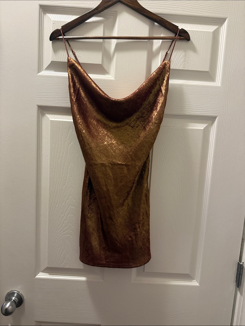 Shimmery Bronze Velvet Slip Dress